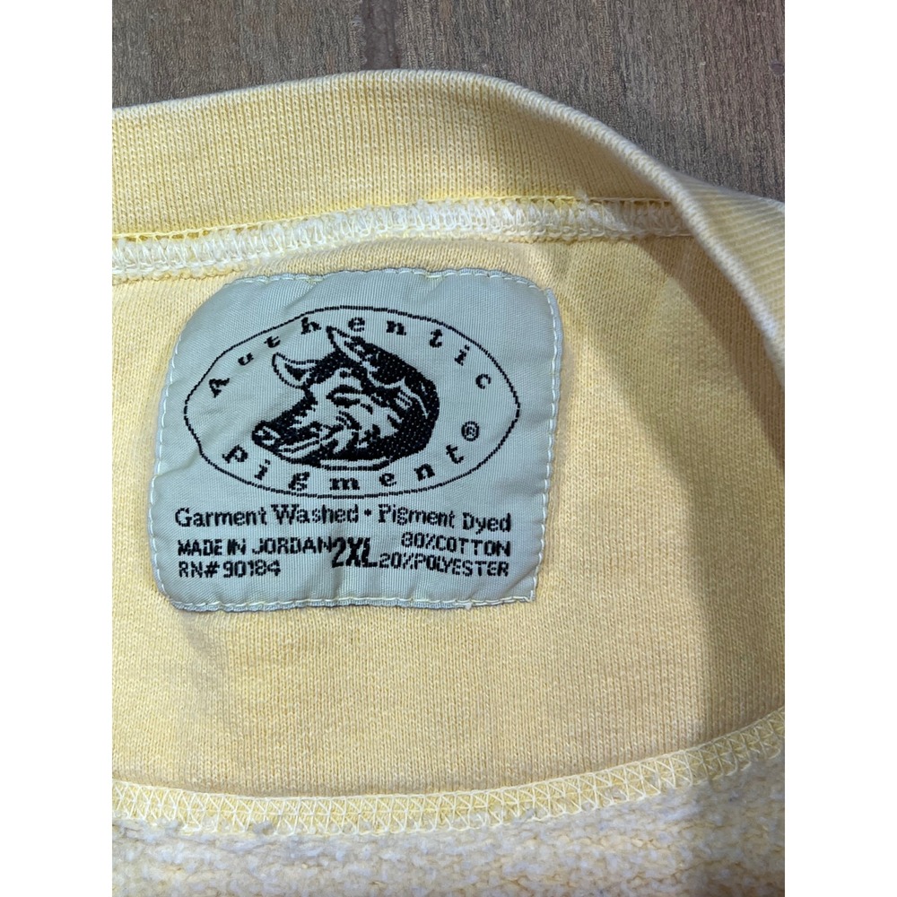 Authentic Pigment Corvette USA Crewneck Sweatshirt Yellow 2XL Pigment Dyed - Picture 8 of 11